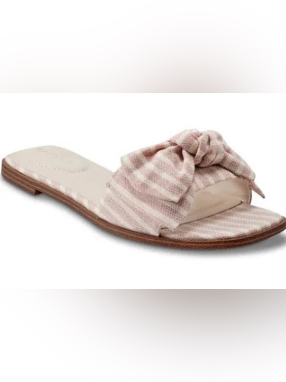 Bandolino Striped Bow Slide Sandal - Pink white size 6-NEW